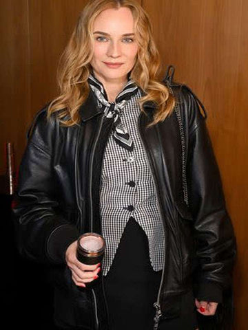 Diane Kruger  Black Leather Jacket