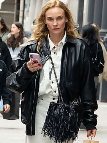 Diane Kruger  Black Leather Jacket