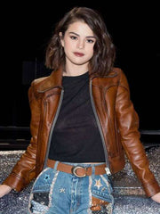 NYFW Show Selena Gomez Leather Jacket