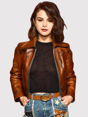New York Fashion Week Selena Gomez Leather Jacket