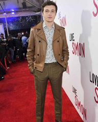 Nick Robinson Love Simon Brown Biker Leather Jacket