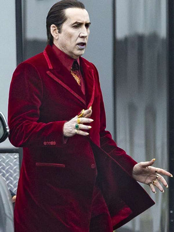 Nicolas Cage Renfield 2023 Red Velvet Suit