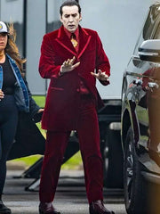 Nicolas Cage Renfield 2023 Red Velvet Suit