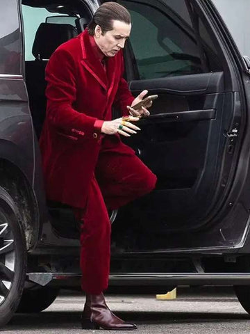 Nicolas Cage Renfield 2023 Red Velvet Suit