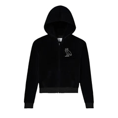 OVO x Rhinestone Crystal Black Velour Hoodie