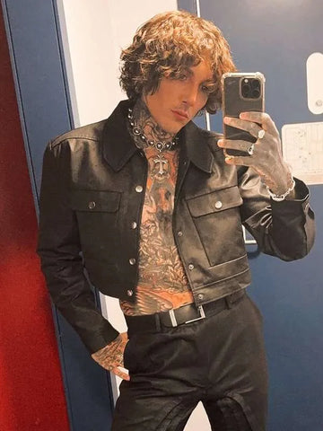 Oli Sykes BRIT Awards 2024 Black Leather Jacket