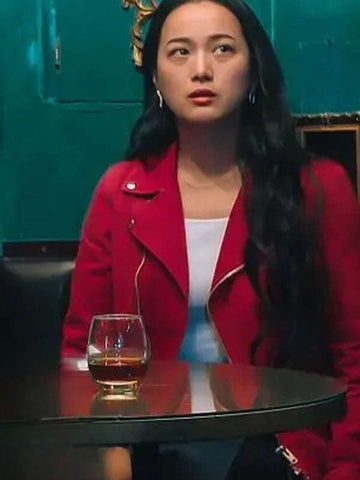 Tokiko Kitagawa One Night in Tokyo Red Leather Biker Jacket