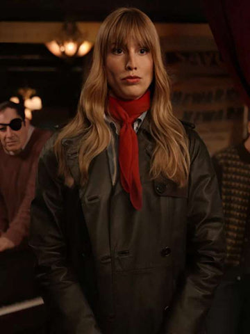 Helga Heino Only Murders in the Building S04 Black Leather Coat