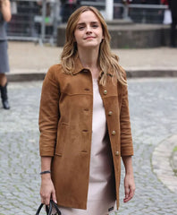 Paris Fashion Show Emma Watson Suede Coat