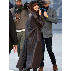 Paris Fashion Week Lisa Brown Leather Coat