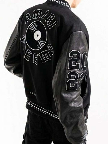 Patrick Mahome Black Amiri Varsity Jacket