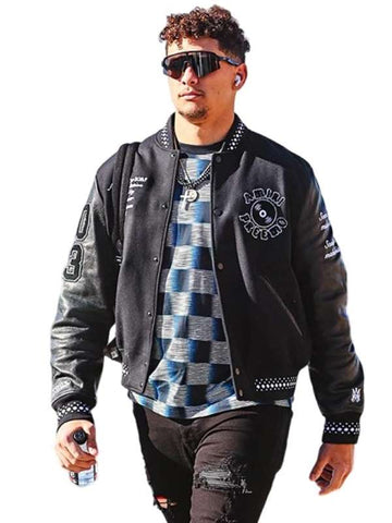 Patrick Mahome Black Amiri Varsity Jacket