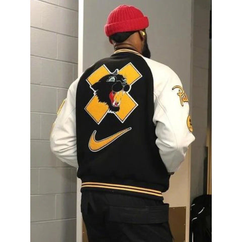 LeBron James Patta Running Team Bomber Black and White Jacket