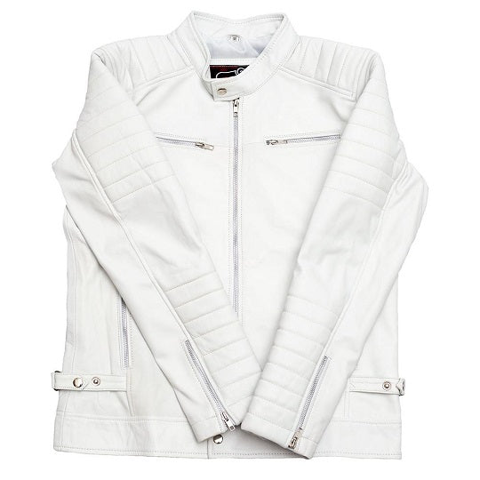 Pearl White Leather Jacket