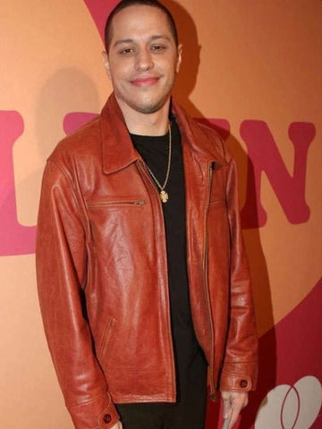 Pete Davidson NYC Orange Leather Jacket