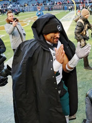 Super Bowl LVII Jalen Hurts Black Cape Coat