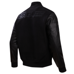 Philadelphia EaglesTriple Black Wool & Leather Varsity Jacket