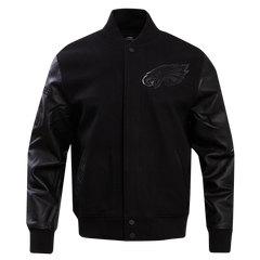 Philadelphia EaglesTriple Black Wool & Leather Varsity Jacket