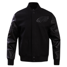 Philadelphia EaglesTriple Black Wool & Leather Varsity Jacket