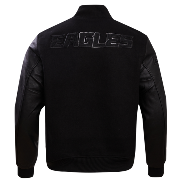Philadelphia EaglesTriple Black Wool & Leather Varsity Jacket