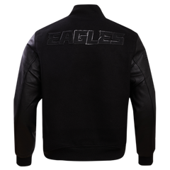 Philadelphia EaglesTriple Black Wool & Leather Varsity Jacket