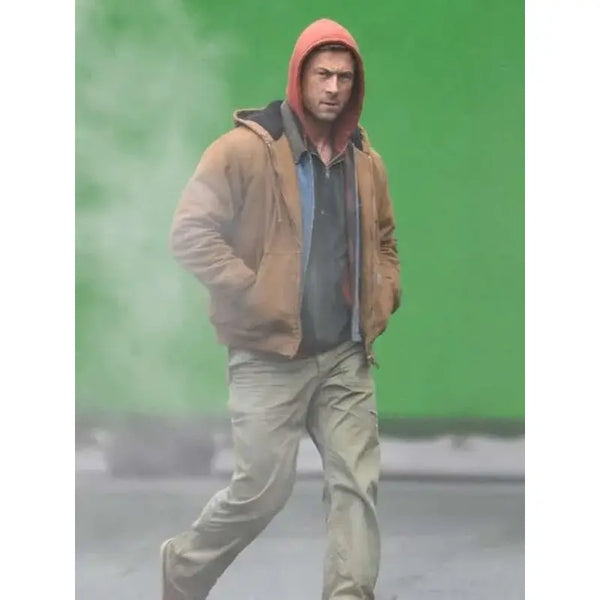 Glen Powell The Running Man Brown Jacket