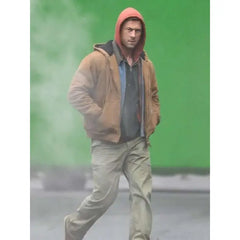 Glen Powell The Running Man Brown Jacket