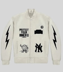 Protect Your Inner G Gang White Varsity Jacket