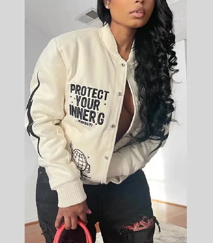 Protect Your Inner G Gang White Varsity Jacket