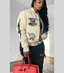 Protect Your Inner G Gang White Varsity Jacket