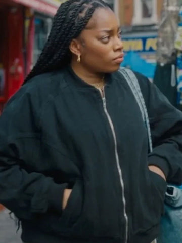 Queenie S01 Queenie Jenkins Black Bomber Jacket