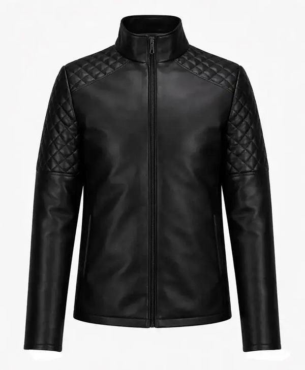 Quilted Black Biker Leather Jacket