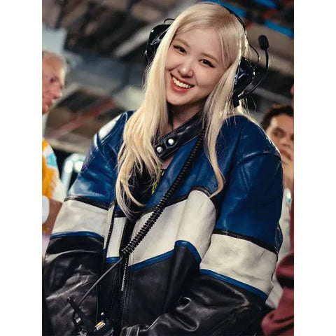 2025 Mimai GP ROSÉ Blue Leather Racer Jacket