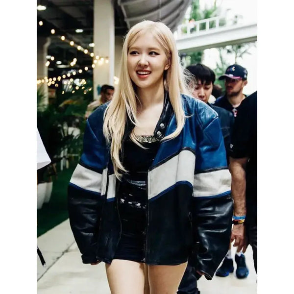 2025 Mimai GP ROSÉ Blue Leather Racer Jacket
