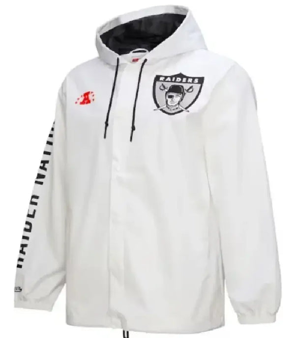 Raiders Coaches Full-Snap White Hoodie
