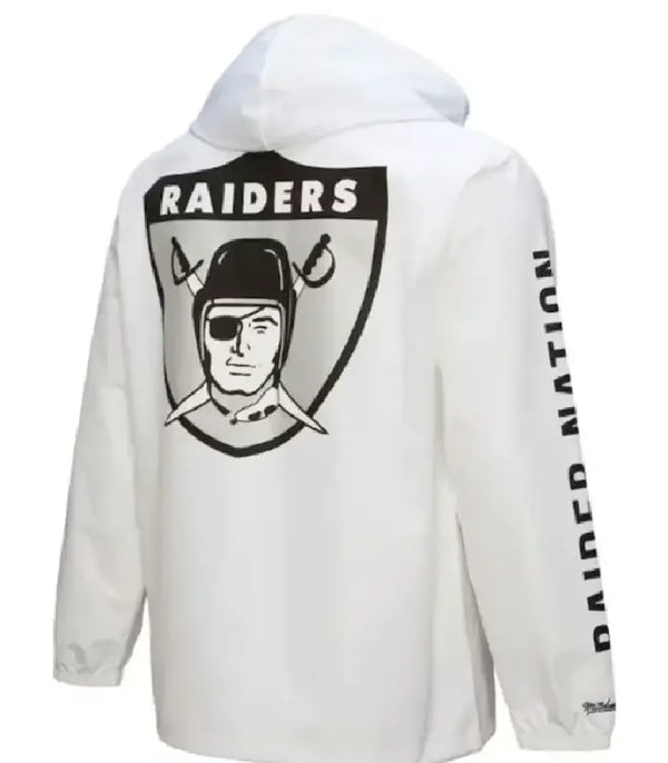 Raiders Coaches Full-Snap White Hoodie