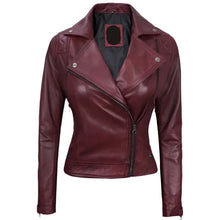 Real Lambskin Leather Maroon Moto Jacket