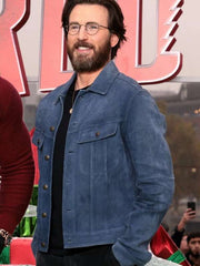 Chris Evans Red One Movie Event Suede Leather Jacket