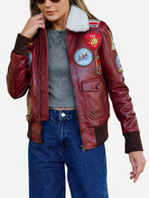 Amanda Reddish Brown A2 Leather Bomber Jacket
