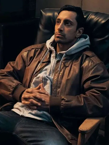 Relay 2025 Riz Ahmed Brown Leather Jacket
