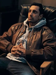 Relay 2025 Riz Ahmed Brown Leather Jacket
