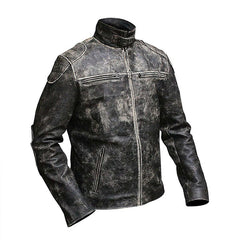 Retro Classic Cafe Racer Distressed Men's Black Genuine Leather Jacket