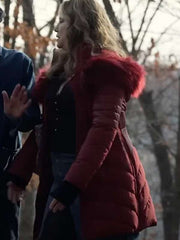 Jennifer Coolidge Riff Raff Red Puffer Jacket