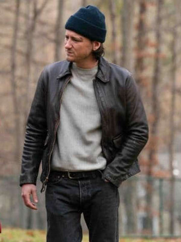Lewis Pullman Riff Raff Dark Brown Leather Jacket