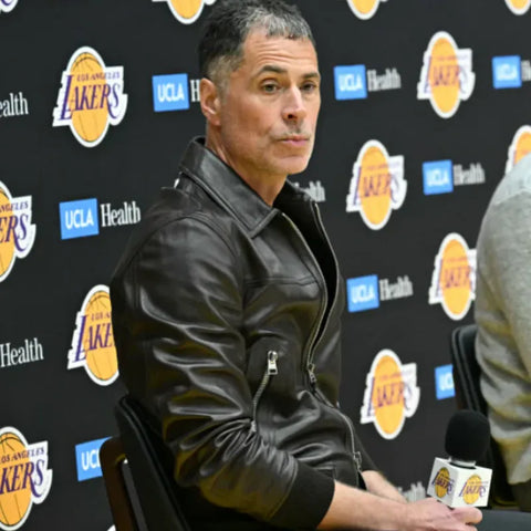 Rob Pelinka Black Leather Bomber Jacket