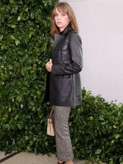Robin Buckley Stranger Things Black Leather Coat