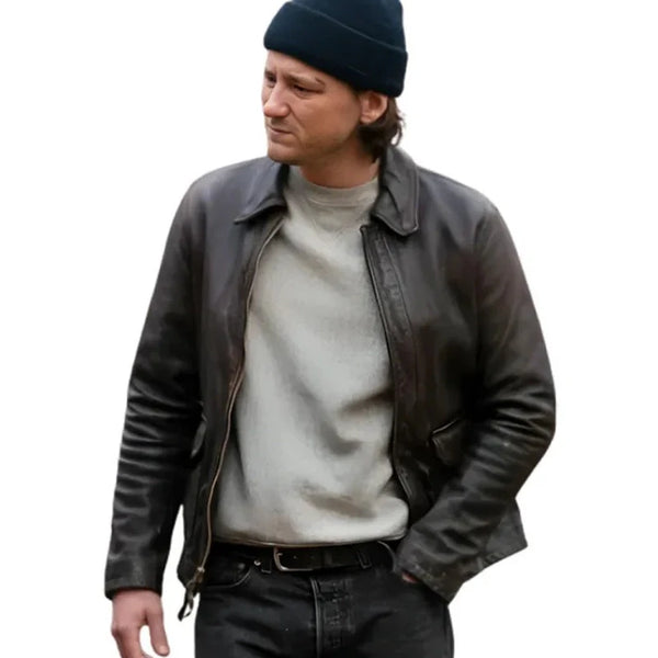 Lewis Pullman Riff Raff 2025 Leather Jacket