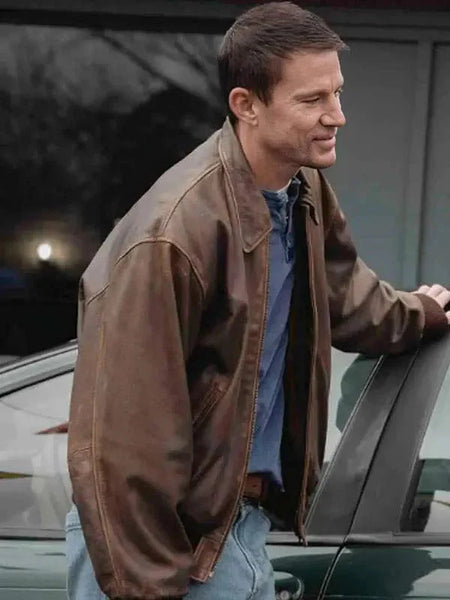 Roofman 2025 Channing Tatum Brown Leather Jacket
