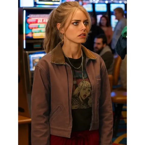 Samara Weaving Eenie Meanie Brown Jacket