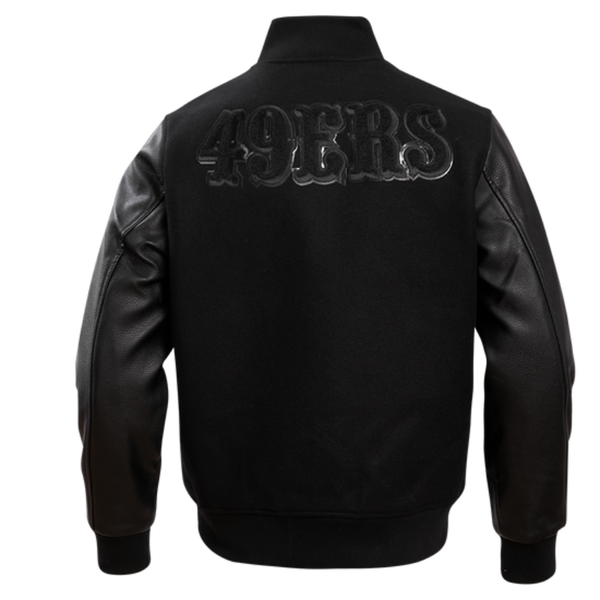 San Francisco 49ers Black Wool & Leather Varsity Jacket
